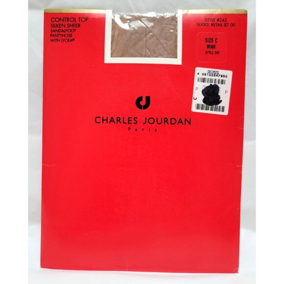 VTG Charles Jourdan 5 Control Top & 1 Ultra Sheer Pantyhose Size C Beige NOS - Picture 3 of 10
